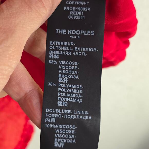 KOOPLES SZ2 NWT burnout Velvet texture Red Leopard V neck Buttondown sexy dress - Picture 14 of 16